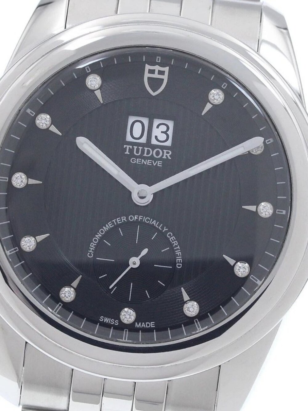 TUDOR Glamour 57100 Double date black Dial Automatic Men's Watch_956334